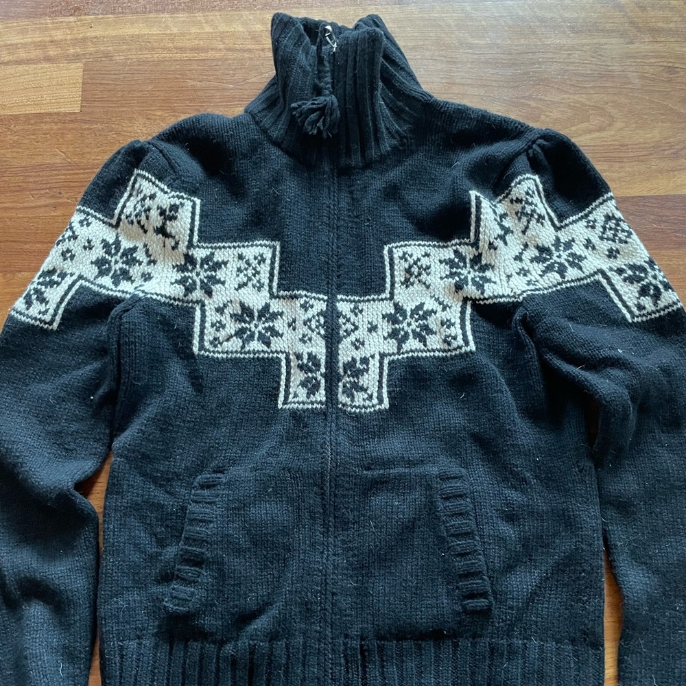 Ralph Lauren Nordic lambs wool zip up sweater L